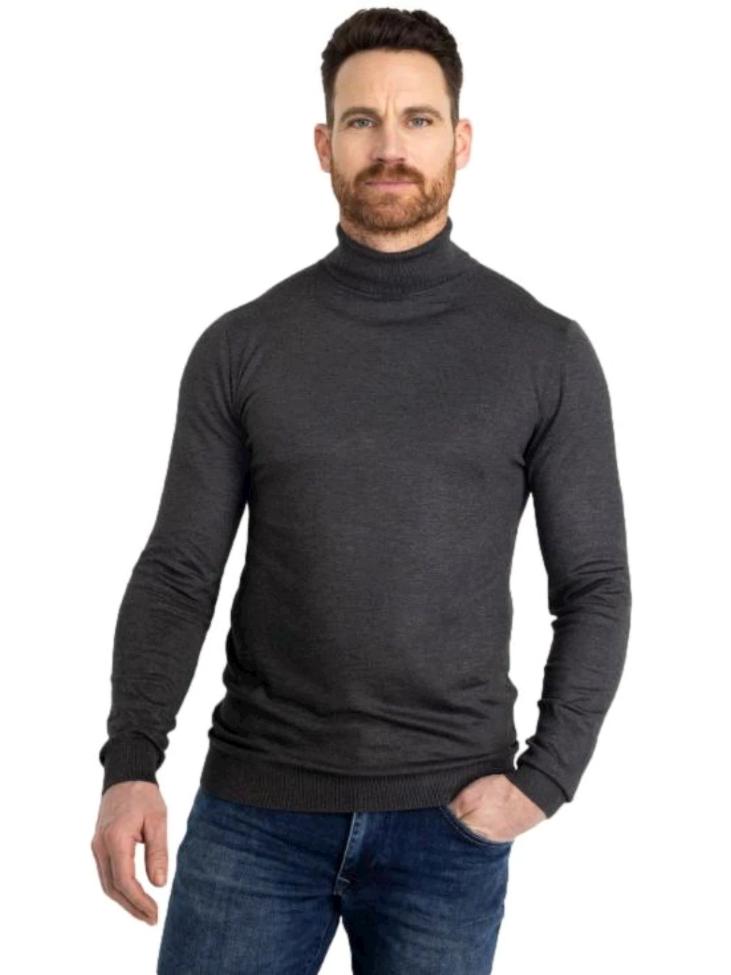 Petrol Maglioncino collo alto in viscosa colore grigio scuro