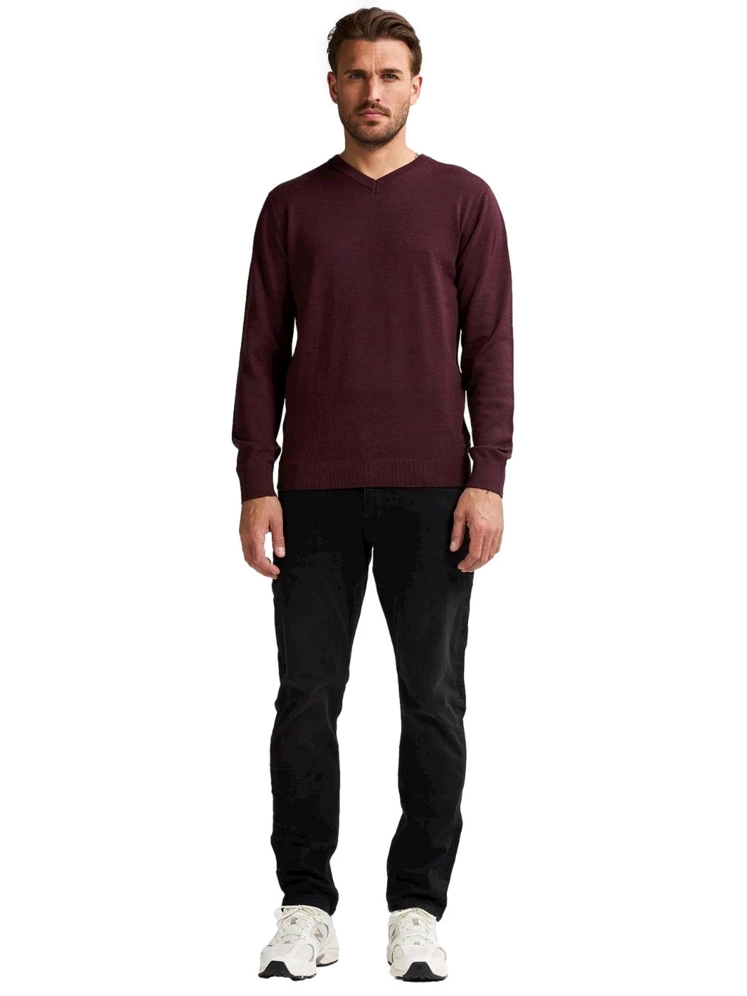 Petrol Maglione collo a V Whitefish colore Burgundy