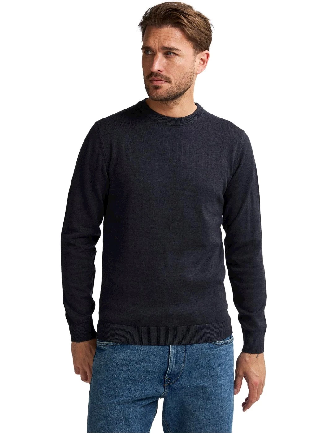 Petrol Maglione Uomo Girocollo Basic Blu scuro