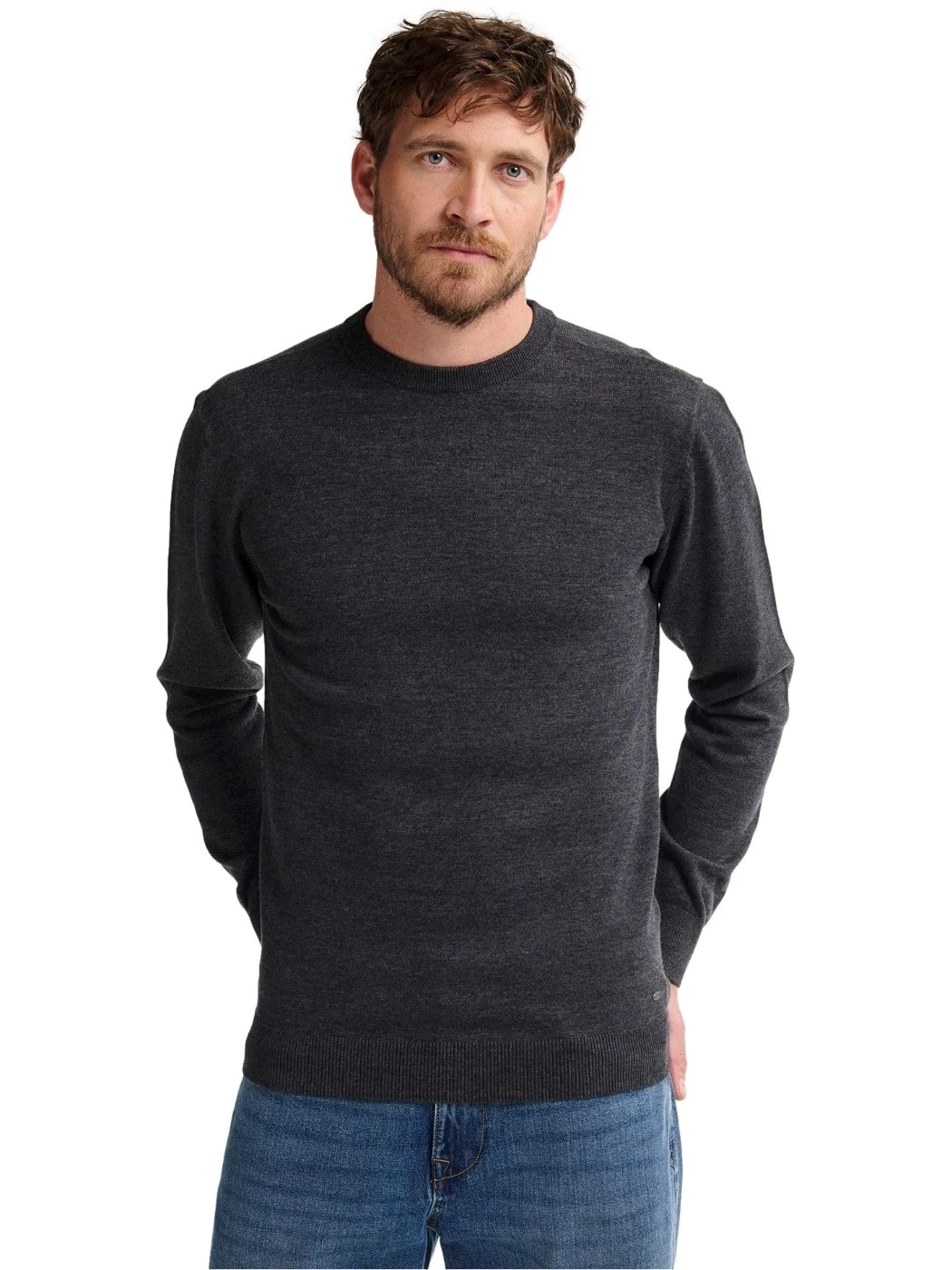 Petrol Maglione Uomo Girocollo Basic Grey