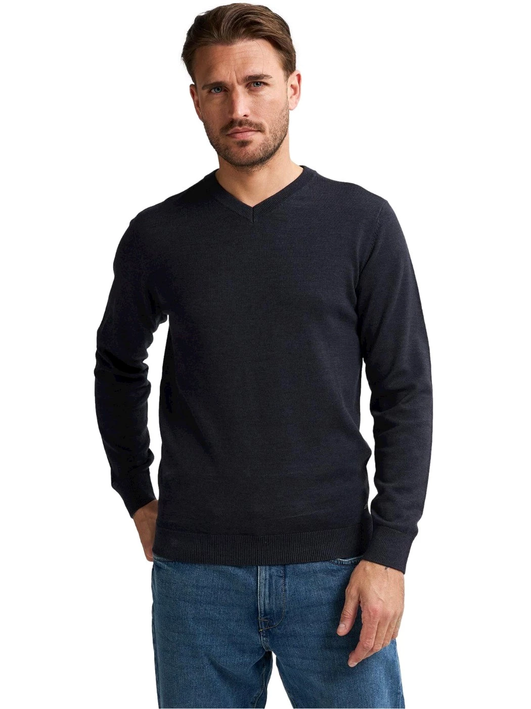 Petrol Maglione collo a V Whitefish colore Sky captain