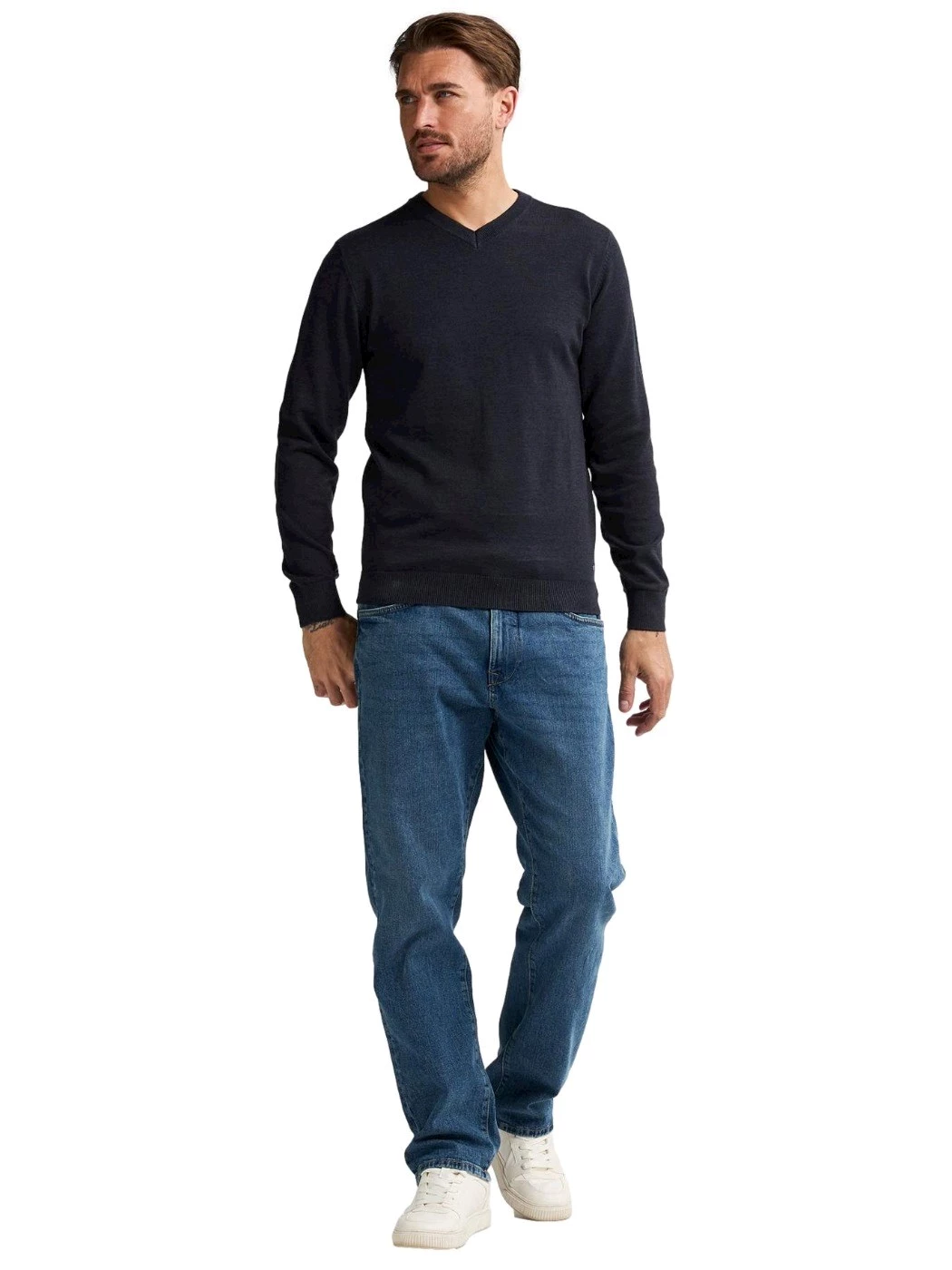 Petrol Maglione collo a V Whitefish colore Sky captain