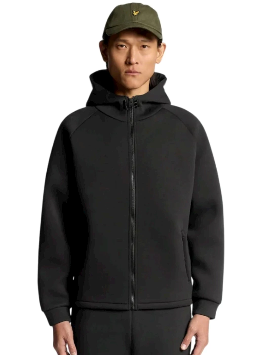 Lyle & Scott felpa nera a giubbino in neoprene ML2516V-Z865