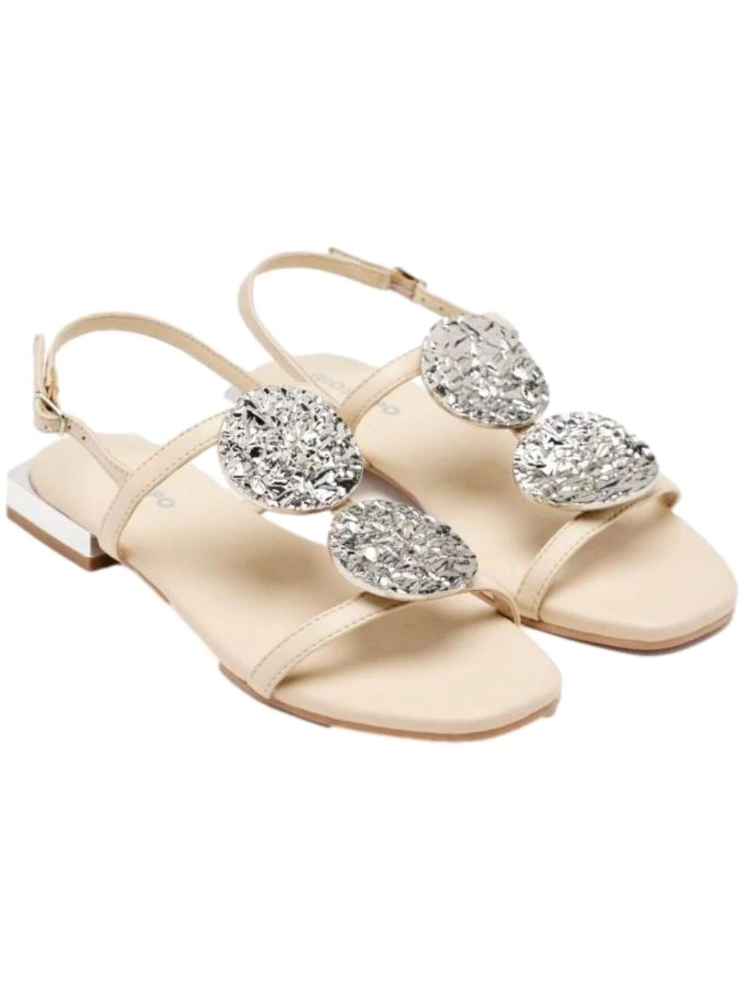 GIOSEPPO Sandali in pelle Off White con ornamenti metallici