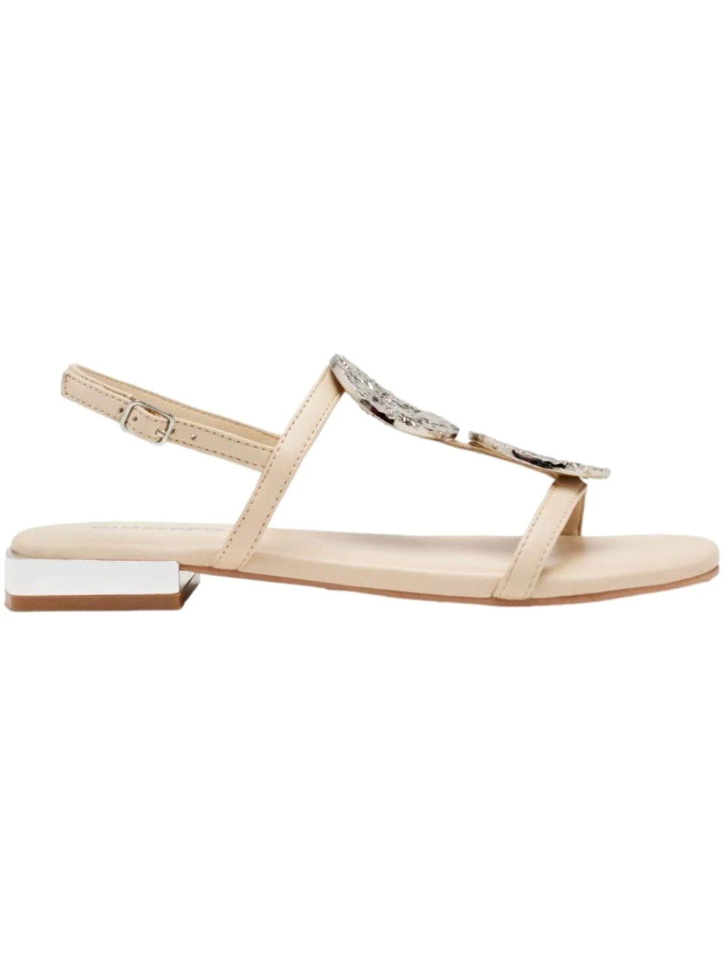 GIOSEPPO Sandali in pelle Off White con ornamenti metallici