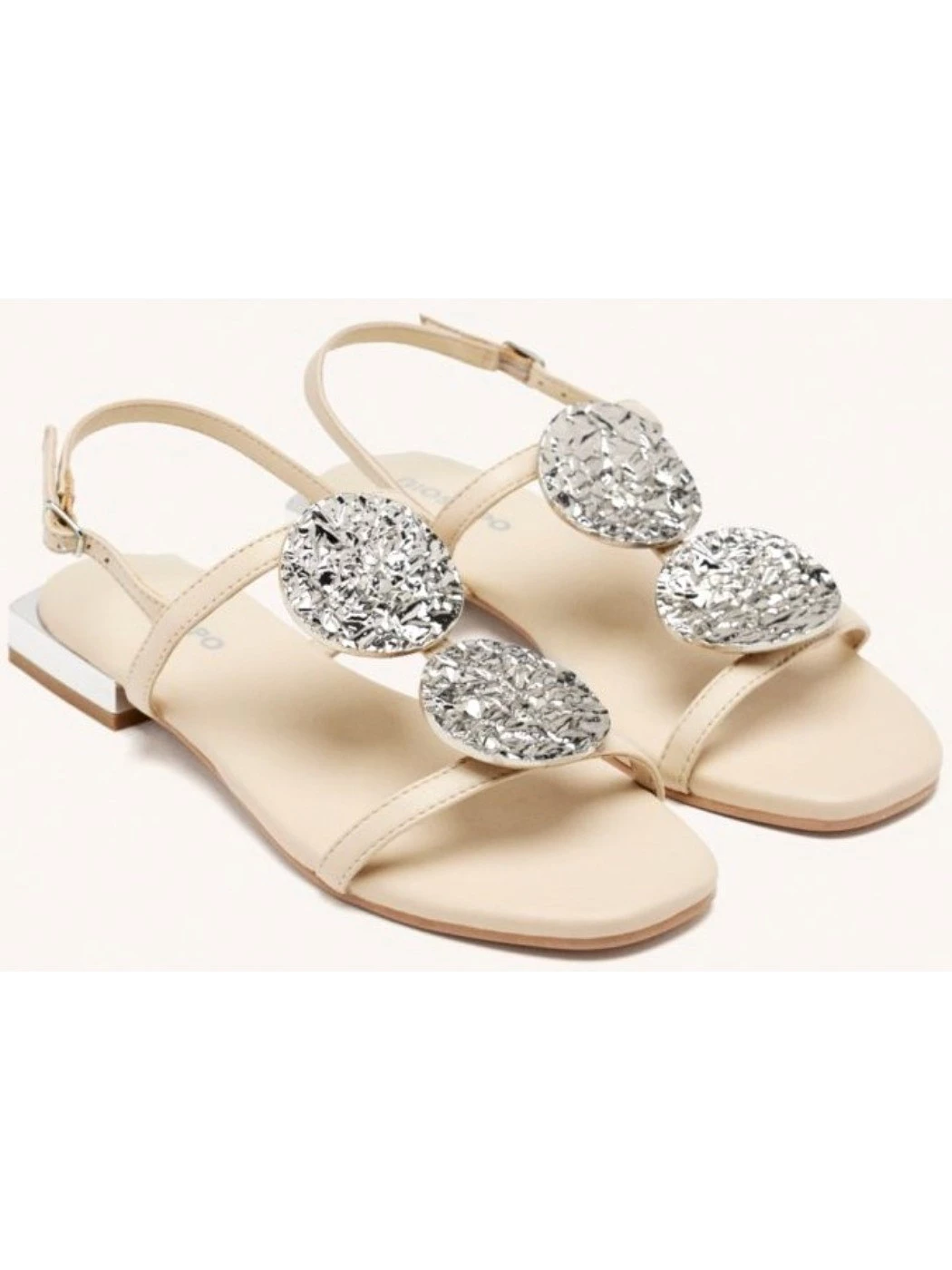 GIOSEPPO Sandali in pelle Off White con ornamenti metallici