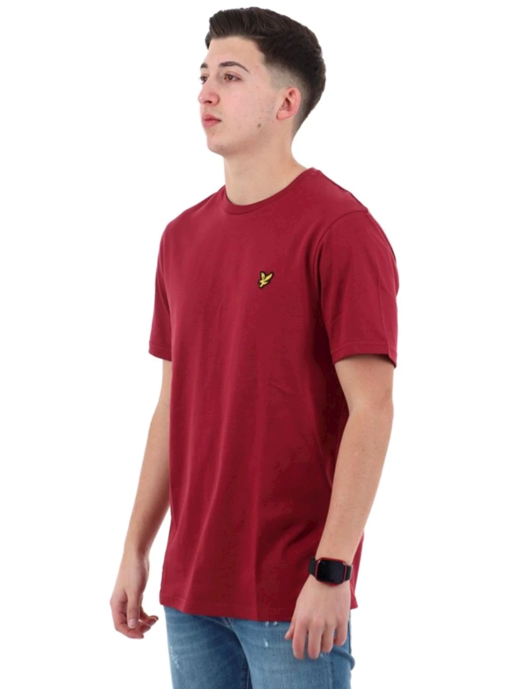 Lyle & Scott T-shirt in cotone con collo rotondo Oxblood Red