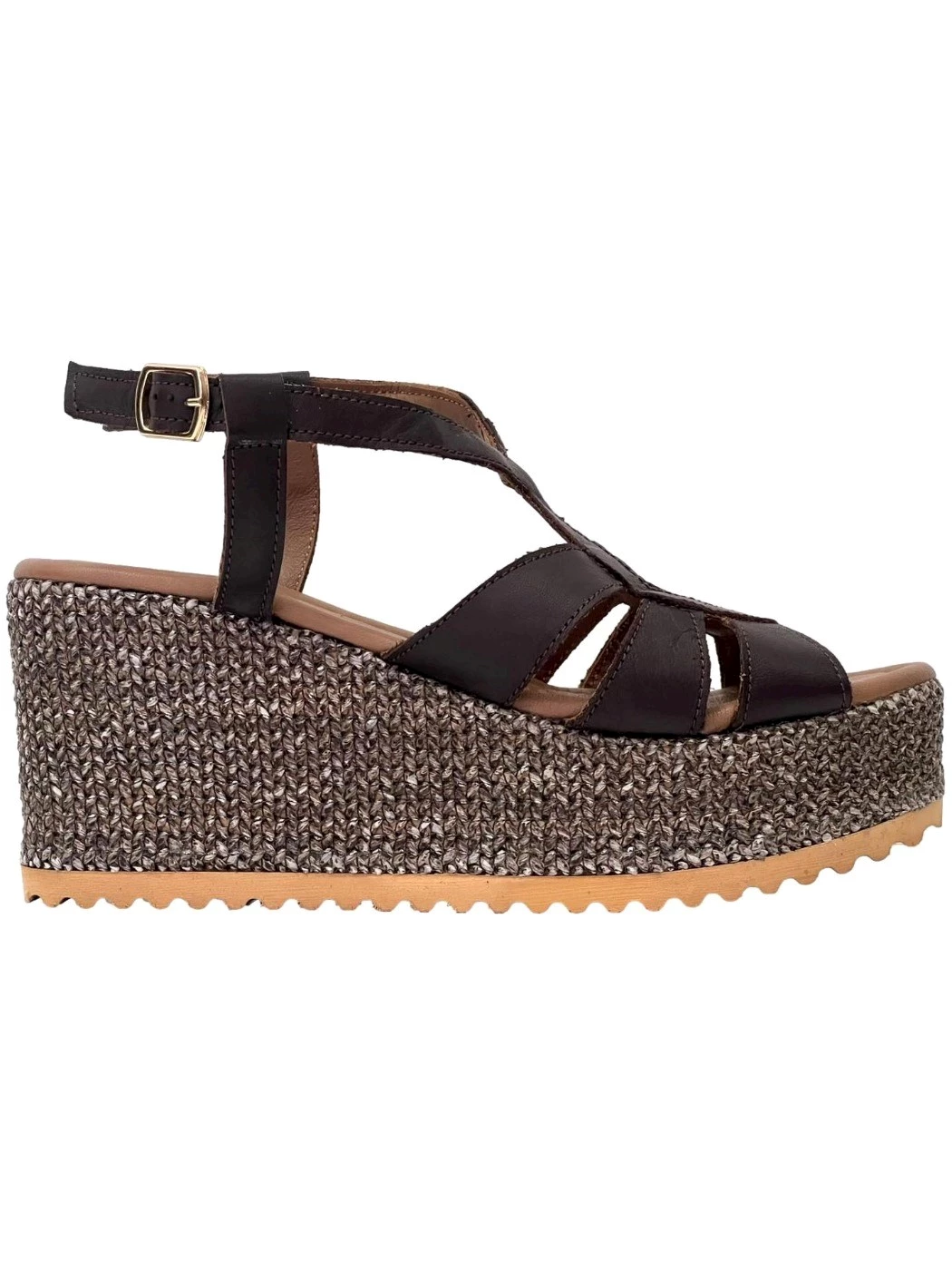 Bueno Zeppa in pelle da donna Brown