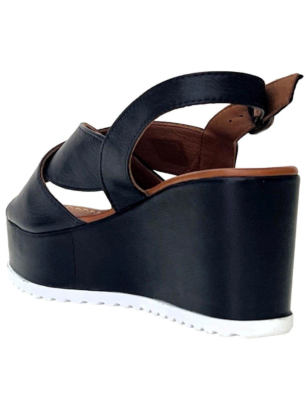 Bueno Sandalo Zeppa Donna in pelle Nero