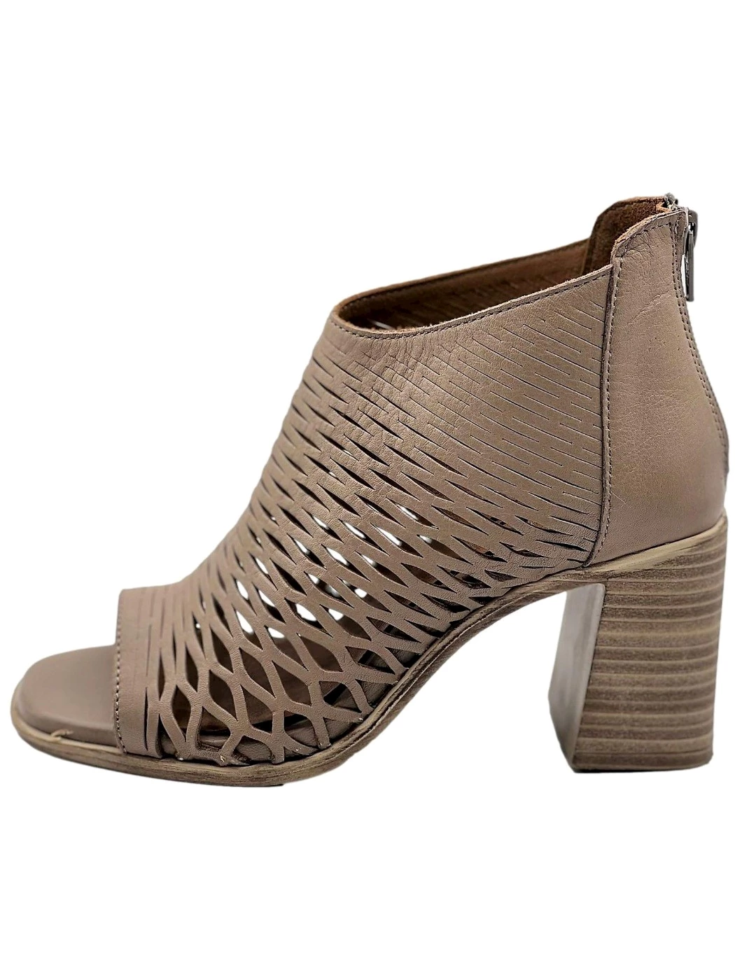 Bueno Stivaletto Taupe in pelle forata