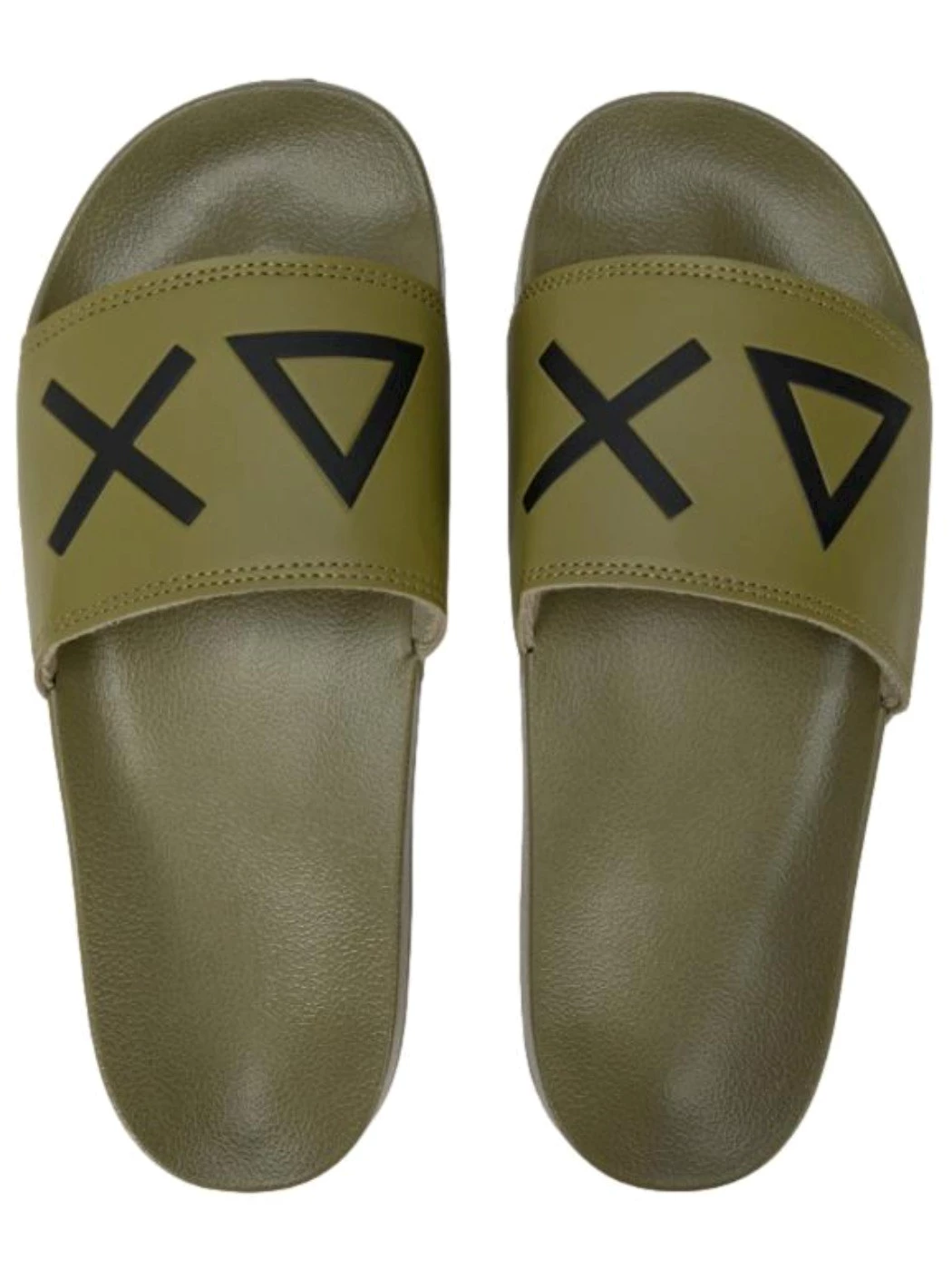 Sun68 Sandali slide in PU verde militare Men