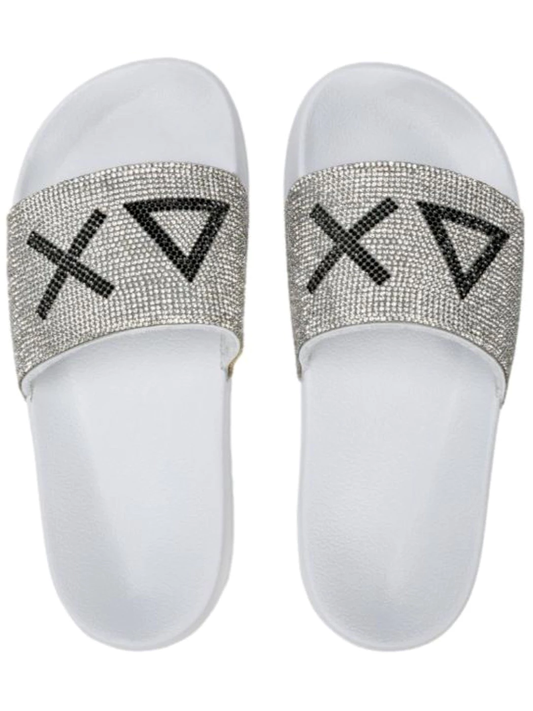 Sun68 Sandali slide in PU bianco con strass X35205 01 BIANCO