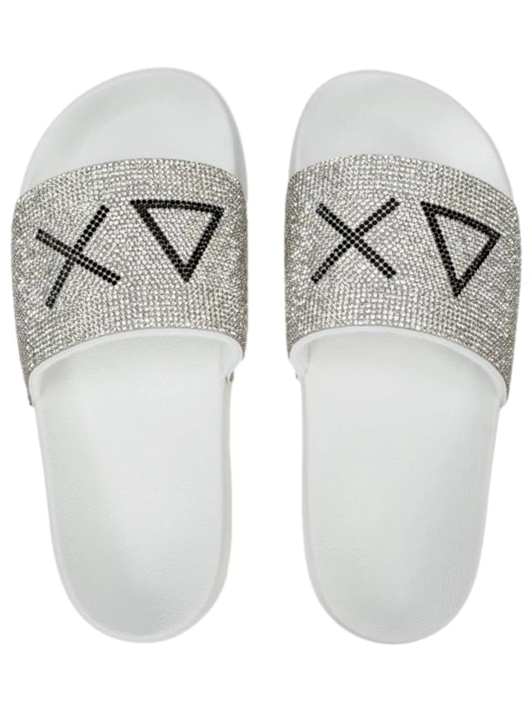 SUN68 Ciabatte con strass bianco Donna