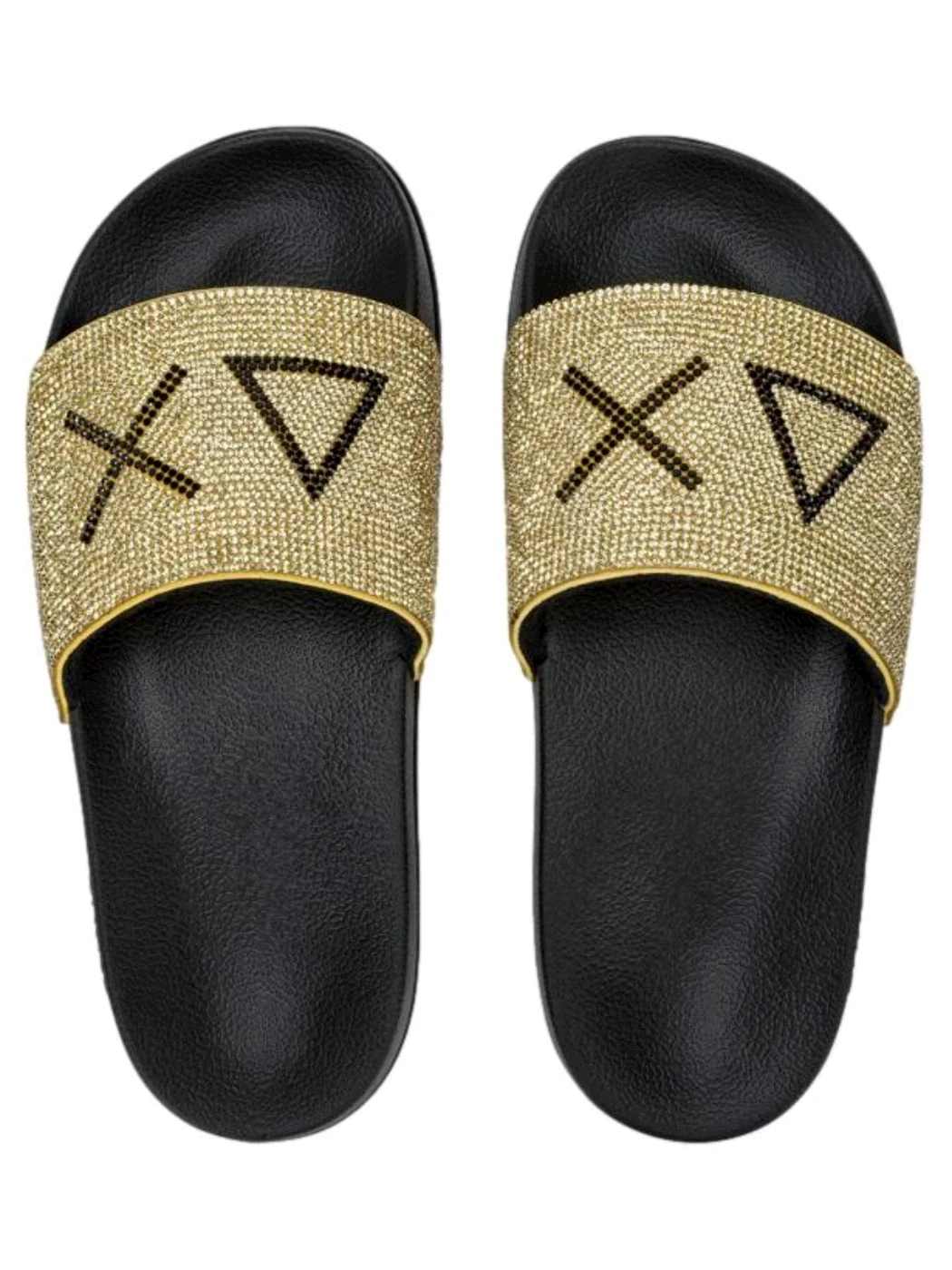 SUN68 Ciabatte con strass nero oro Donna
