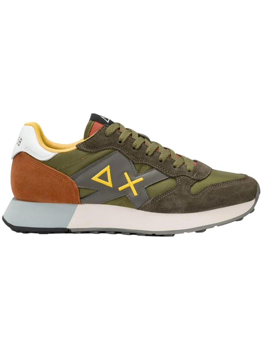 SUN68 Sneaker Jaki 2.0 Solid in nylon e suede verde militare
