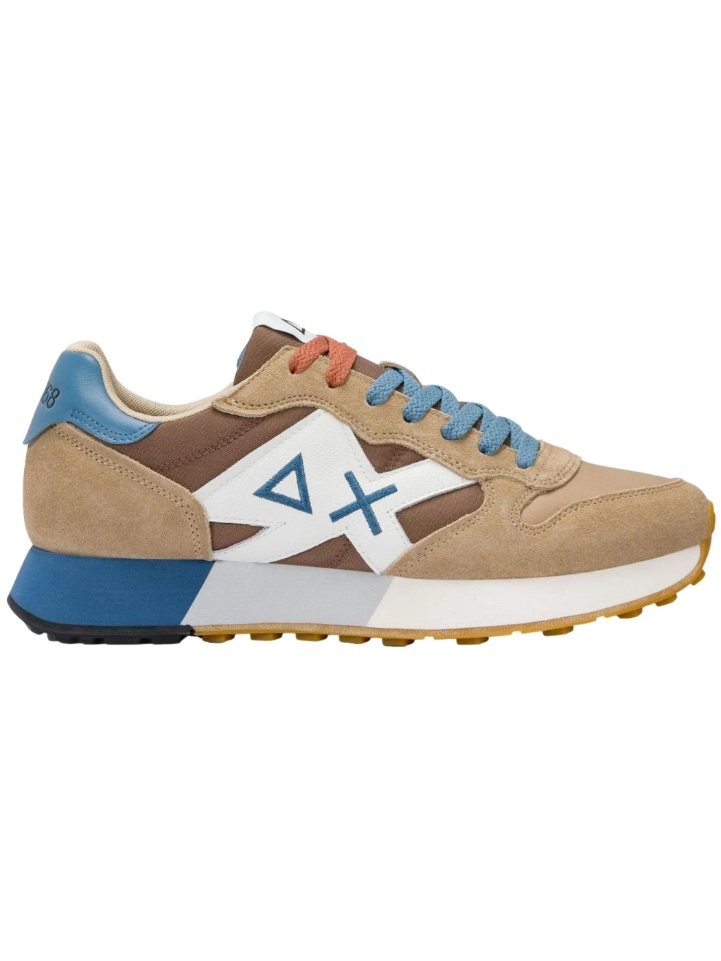 SUN68 Sneaker Jaki Bicolor in nylon e suede beige/marrone volpe