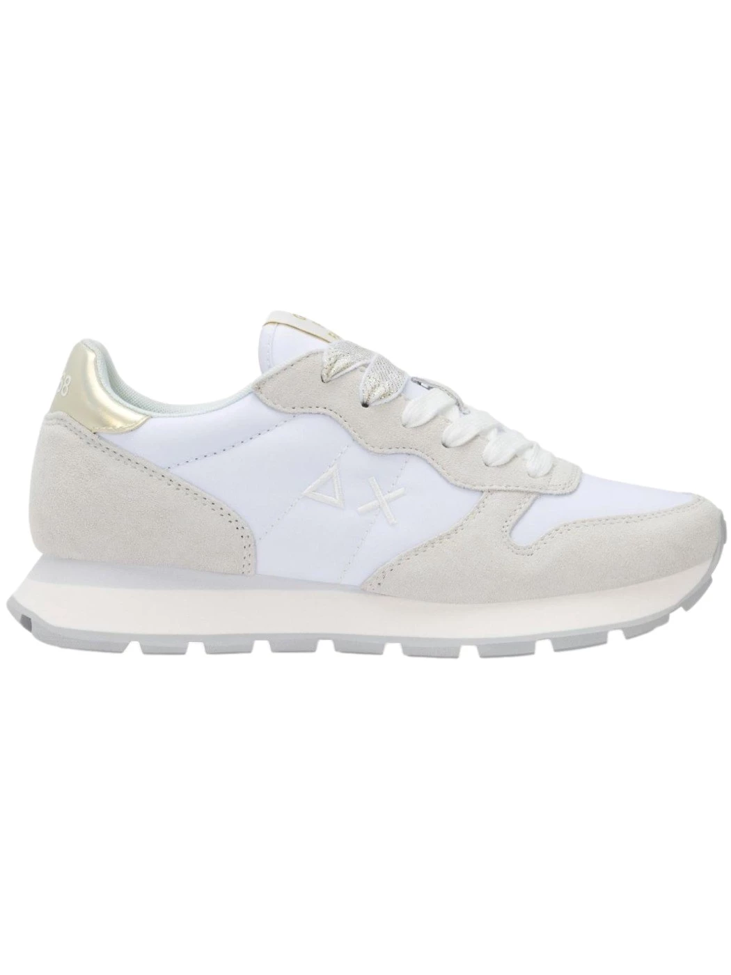 SUN68 Sneaker Ally Gold Silver in suede e nylon bianco