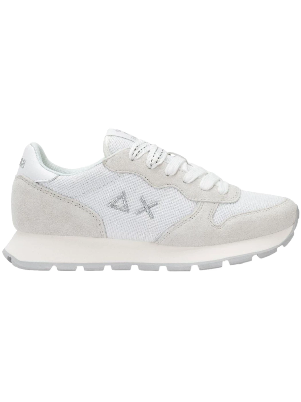 SUN68 Sneaker Ally Glitter in suede e lurex bianco
