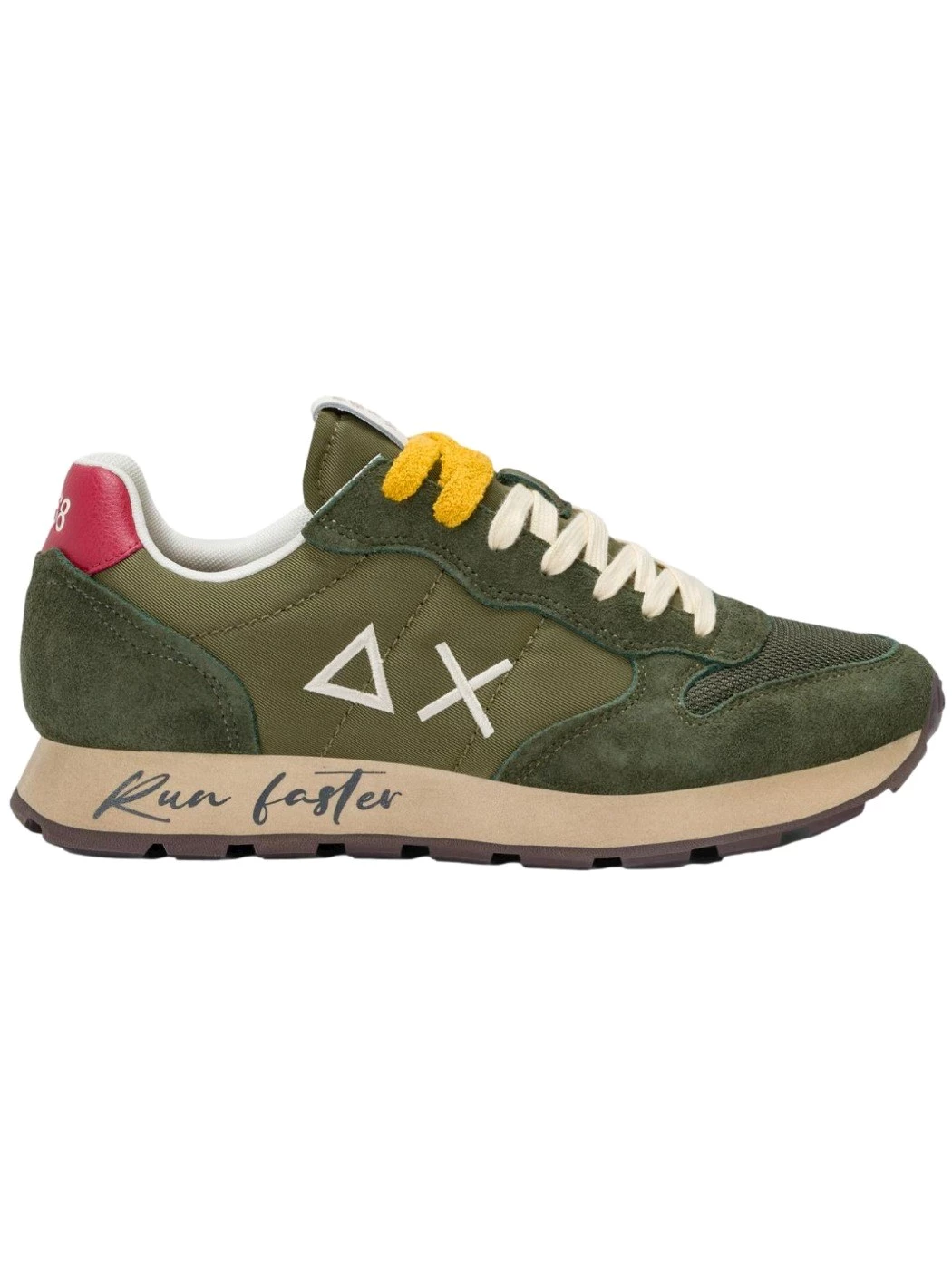 SUN68 Sneaker Tom Vintage in nylon e suede militare scuro Uomo