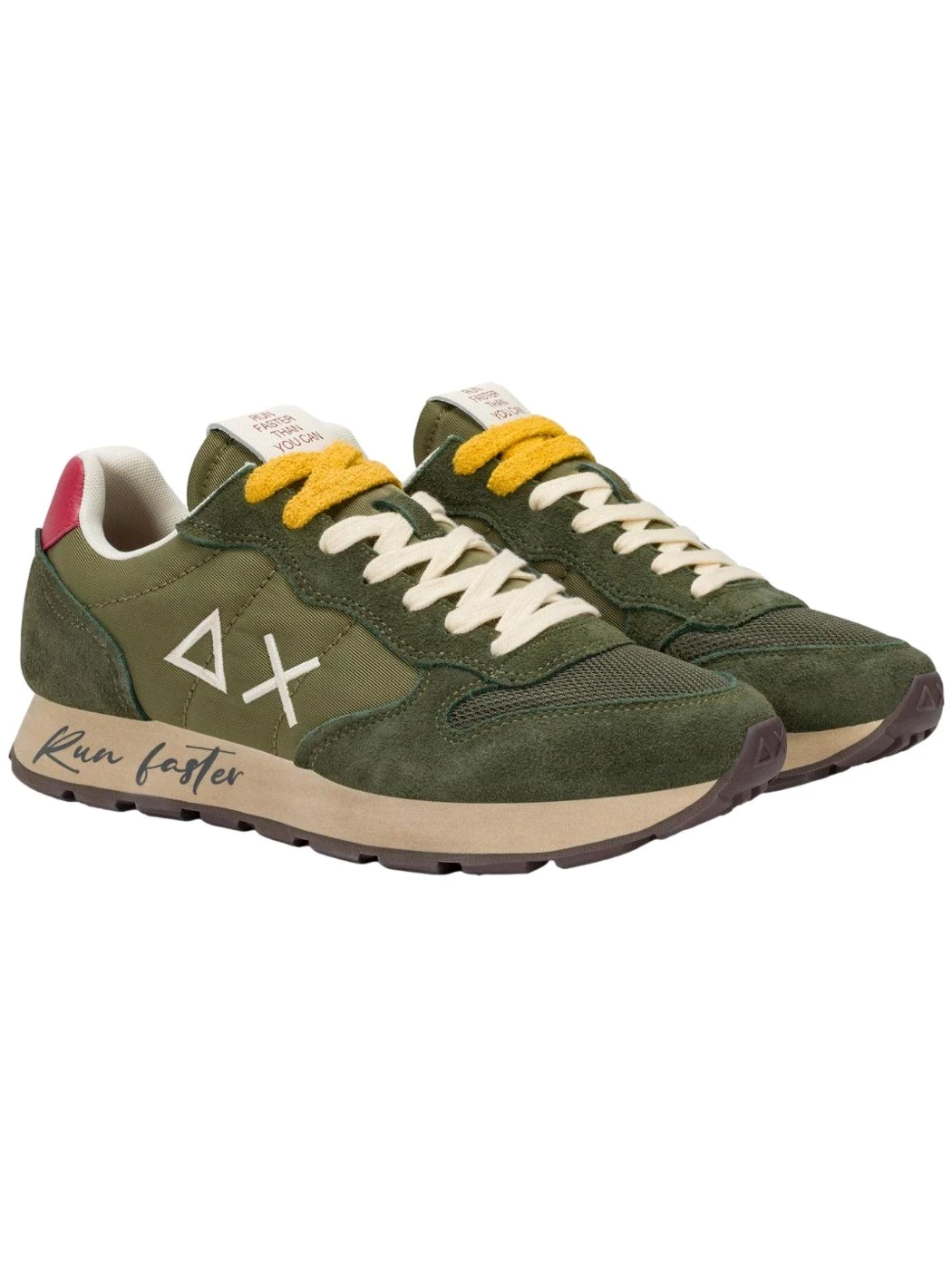 SUN68 Sneaker Tom Vintage in nylon e suede militare scuro Uomo
