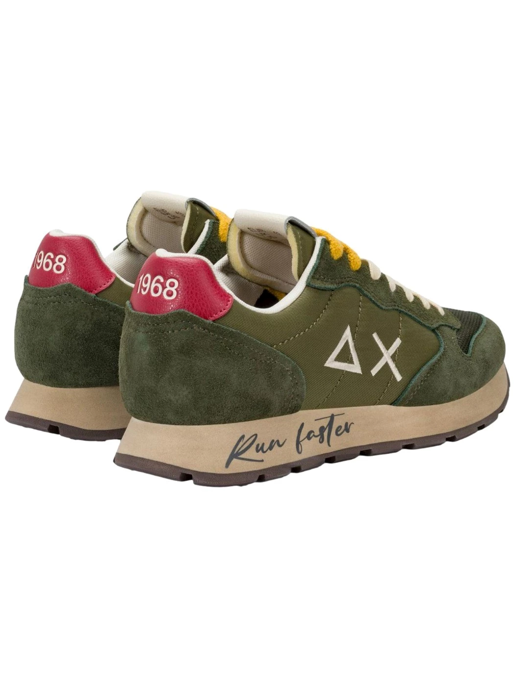 SUN68 Sneaker Tom Vintage in nylon e suede militare scuro Uomo