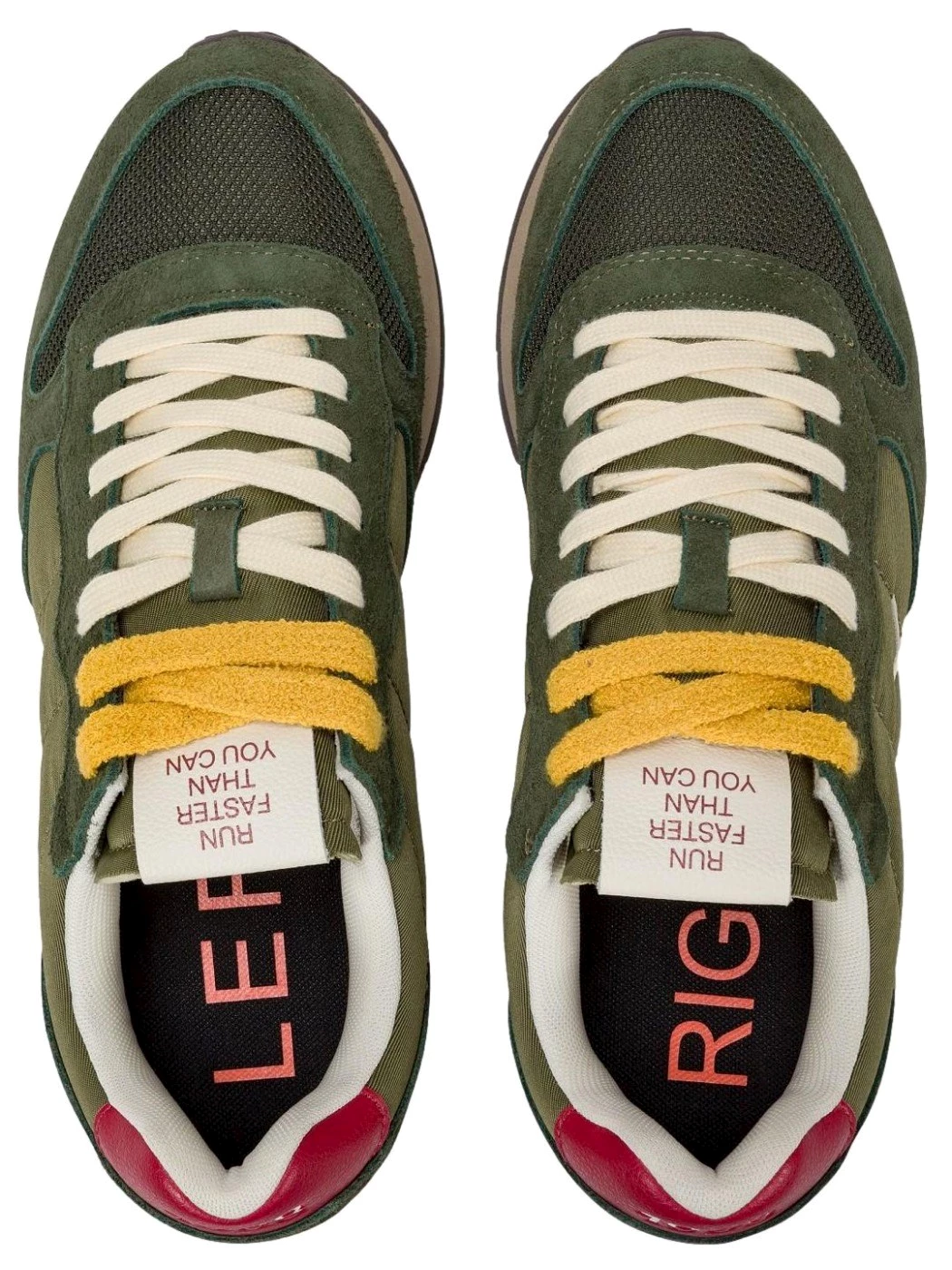 SUN68 Sneaker Tom Vintage in nylon e suede militare scuro Uomo