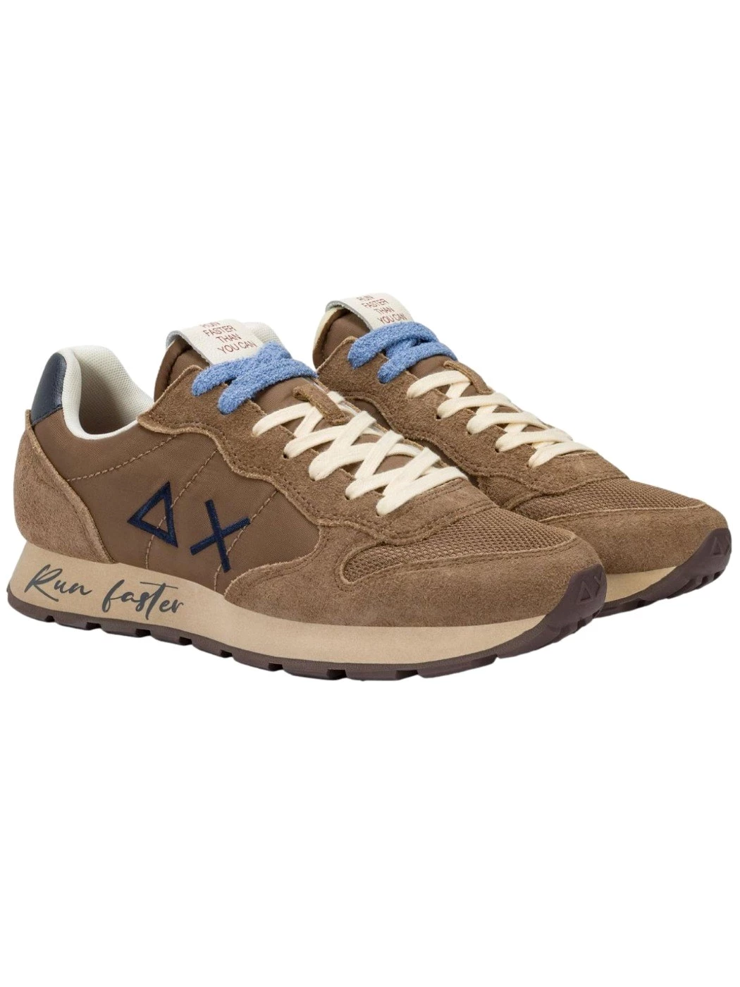 SUN68 Sneaker Tom Vintage in nylon e suede volpe Uomo