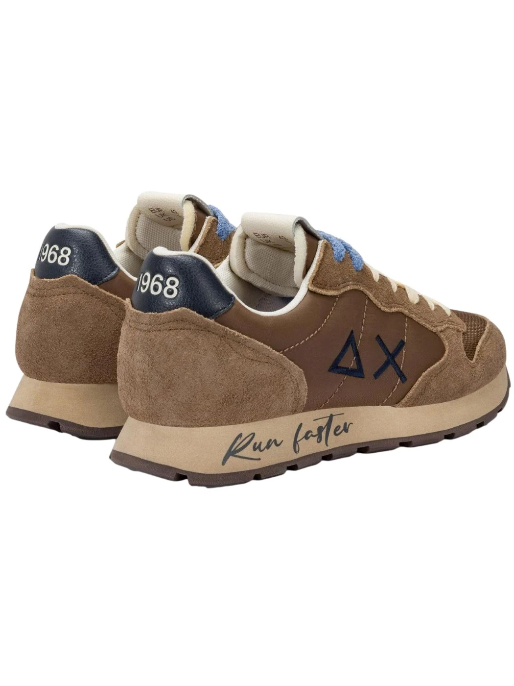 SUN68 Sneaker Tom Vintage in nylon e suede volpe Uomo