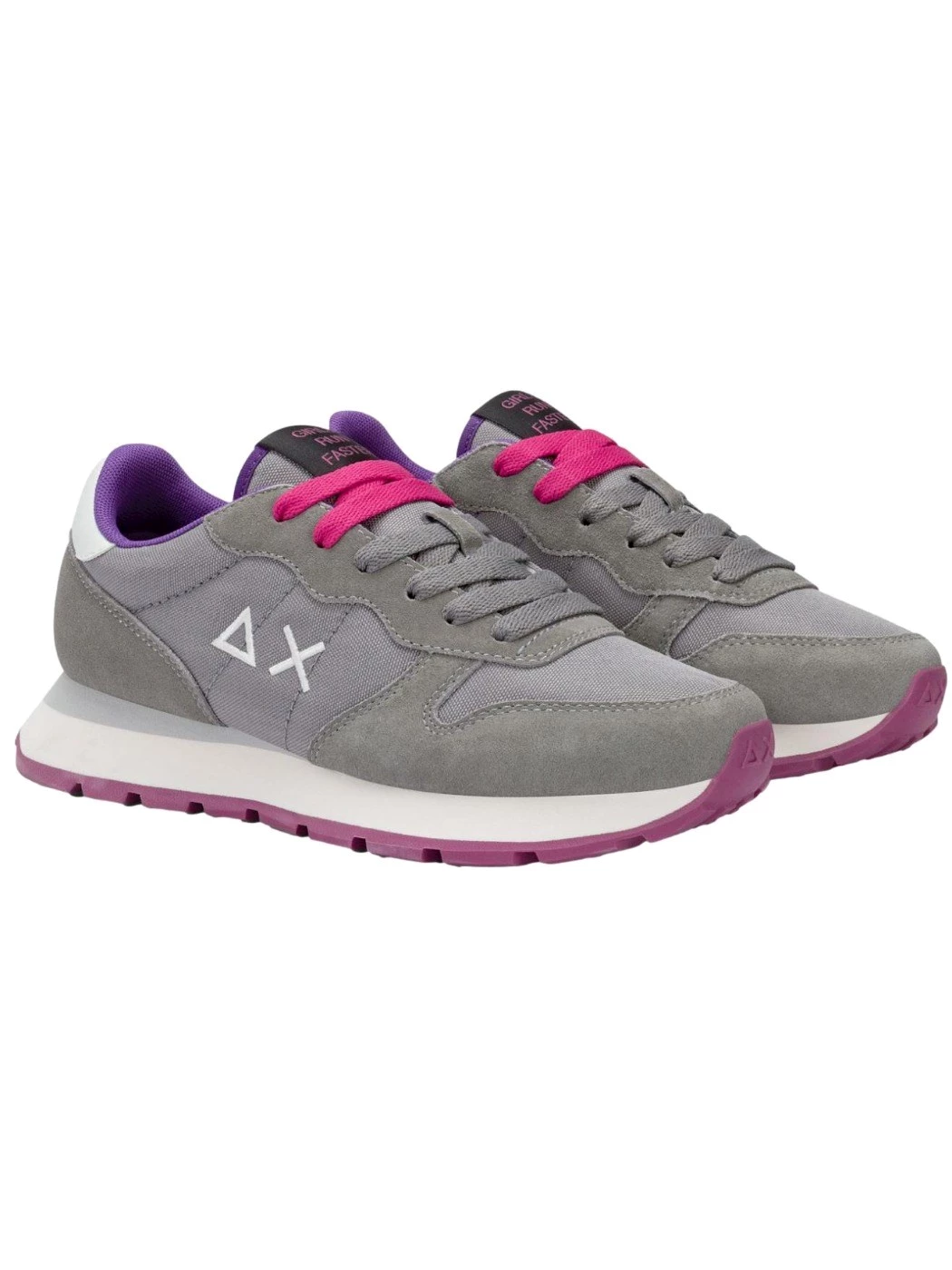 SUN68 Sneaker Ally Solid in nylon e suede grigio medio Donna