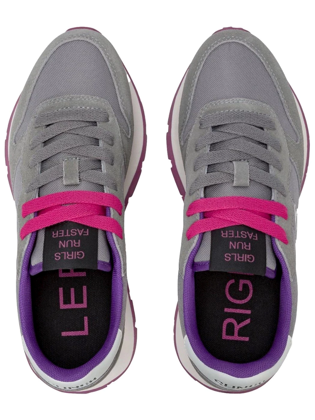 SUN68 Sneaker Ally Solid in nylon e suede grigio medio Donna