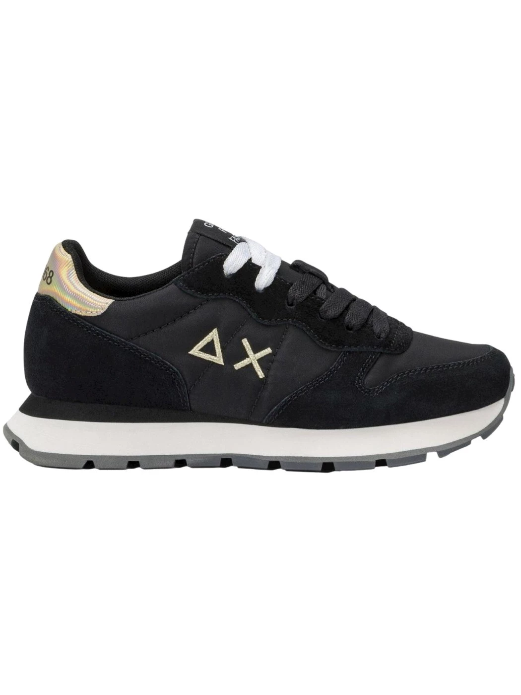SUN68 Sneaker Ally Gold Silver in nylon e suede nero Donna