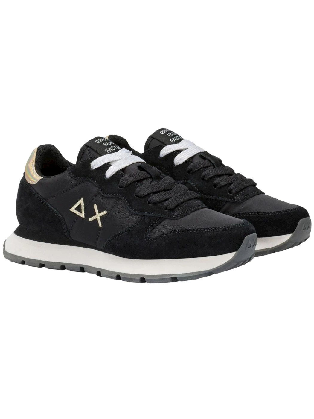 SUN68 Sneaker Ally Gold Silver in nylon e suede nero Donna