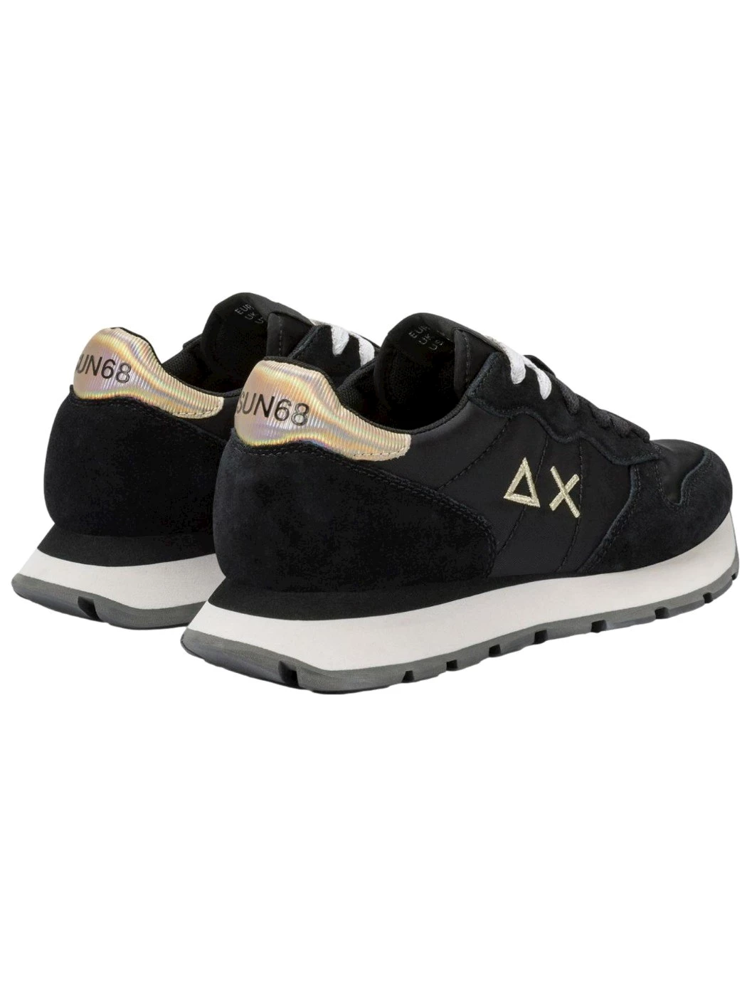 SUN68 Sneaker Ally Gold Silver in nylon e suede nero Donna