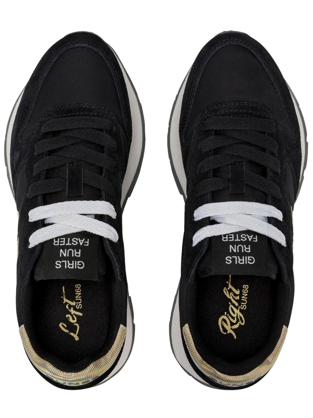 SUN68 Sneaker Ally Gold Silver in nylon e suede nero Donna