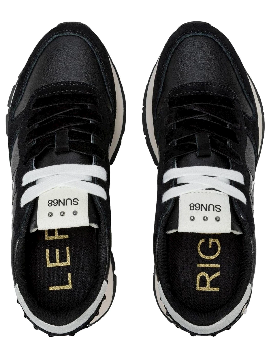 SUN68 Sneaker Ally Studs in similpelle e suede nero Donna