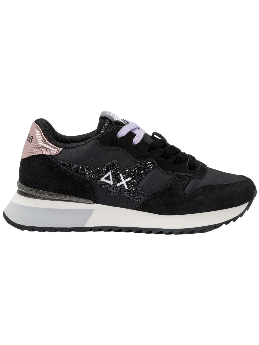 SUN68 Sneaker Stargirl Glitter in nylon e suede nero Donna