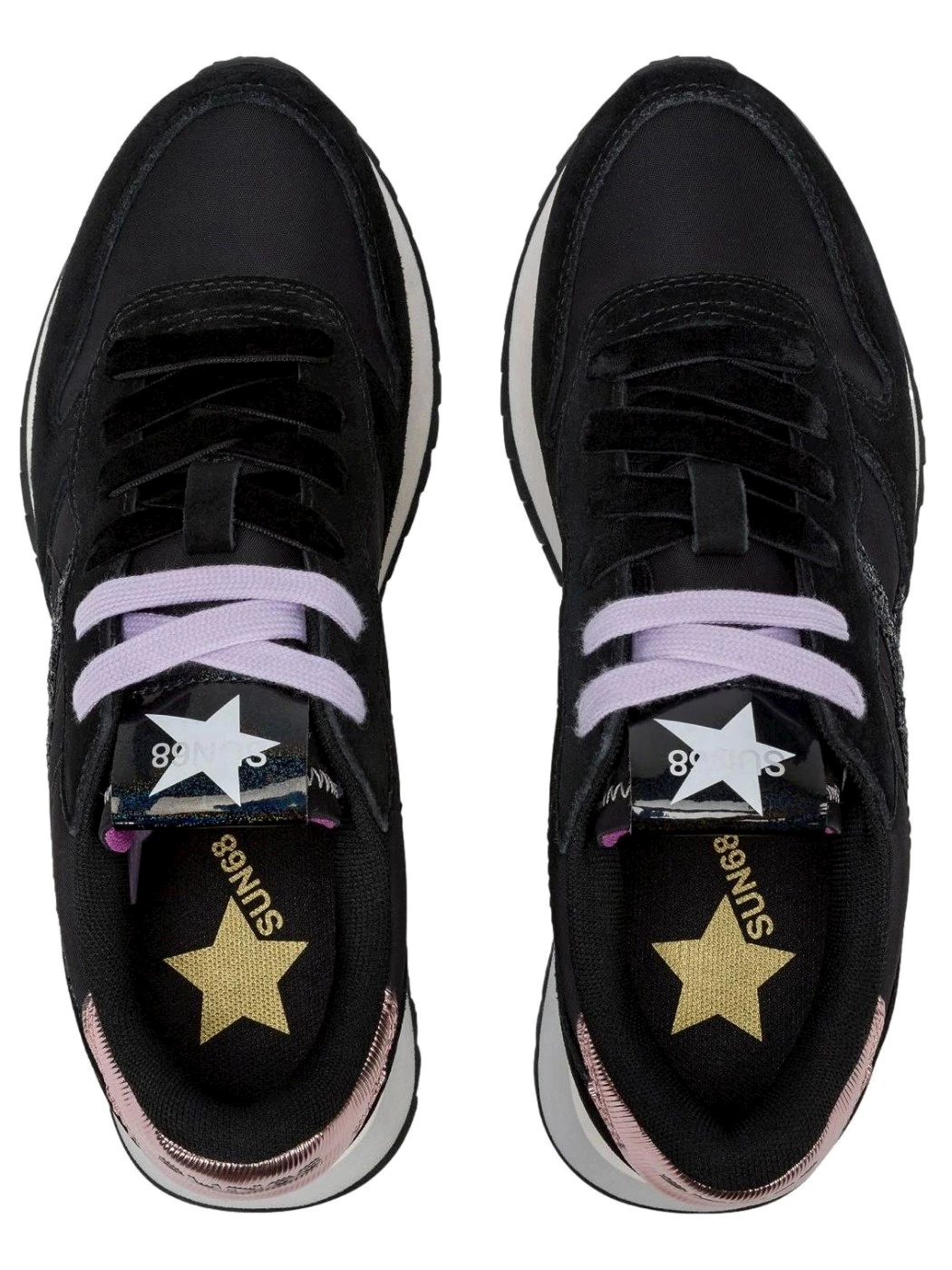 SUN68 Sneaker Stargirl Glitter in nylon e suede nero Donna