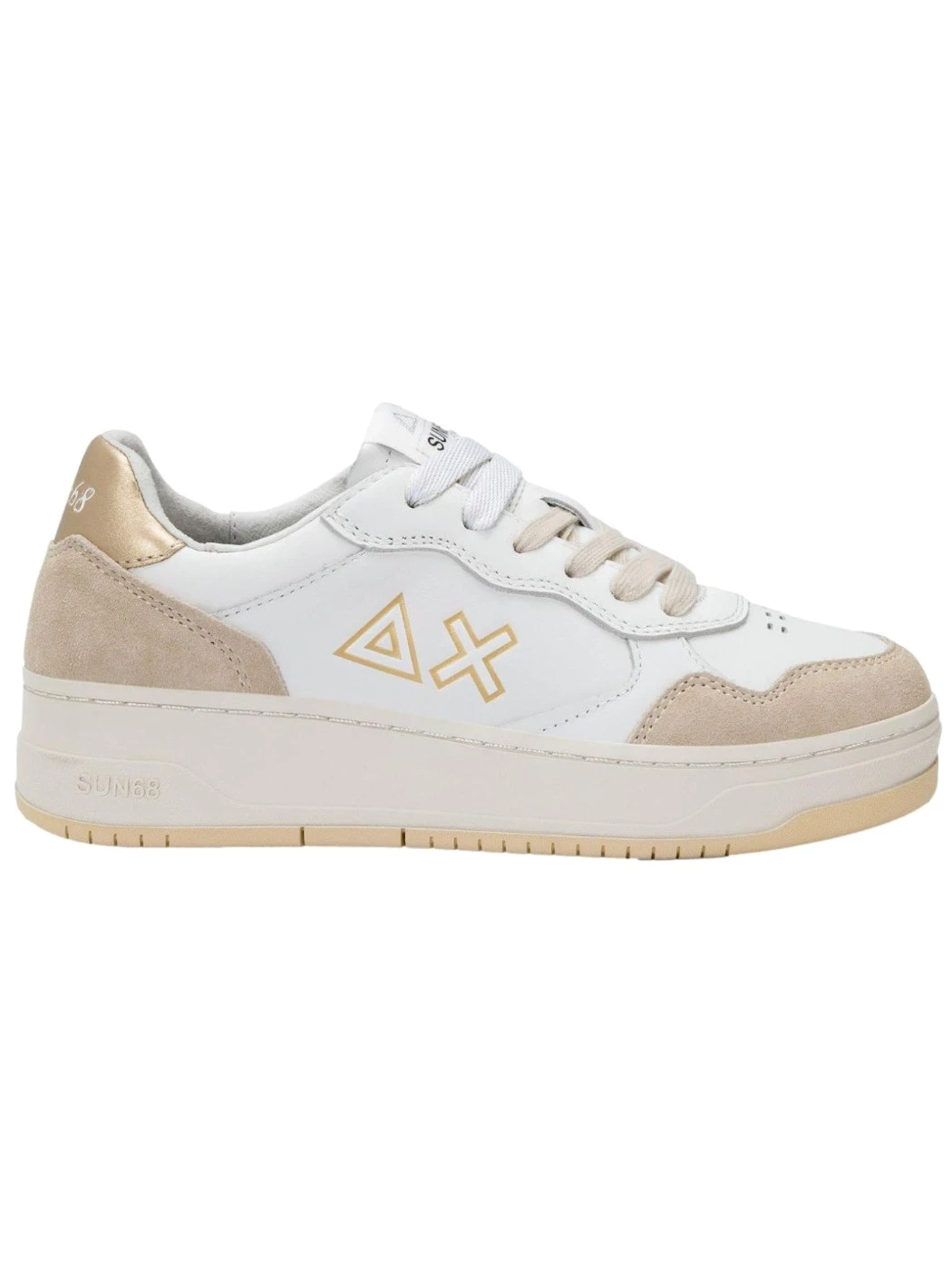 SUN68 Sneaker Basket Love Lady in pelle oro Donna