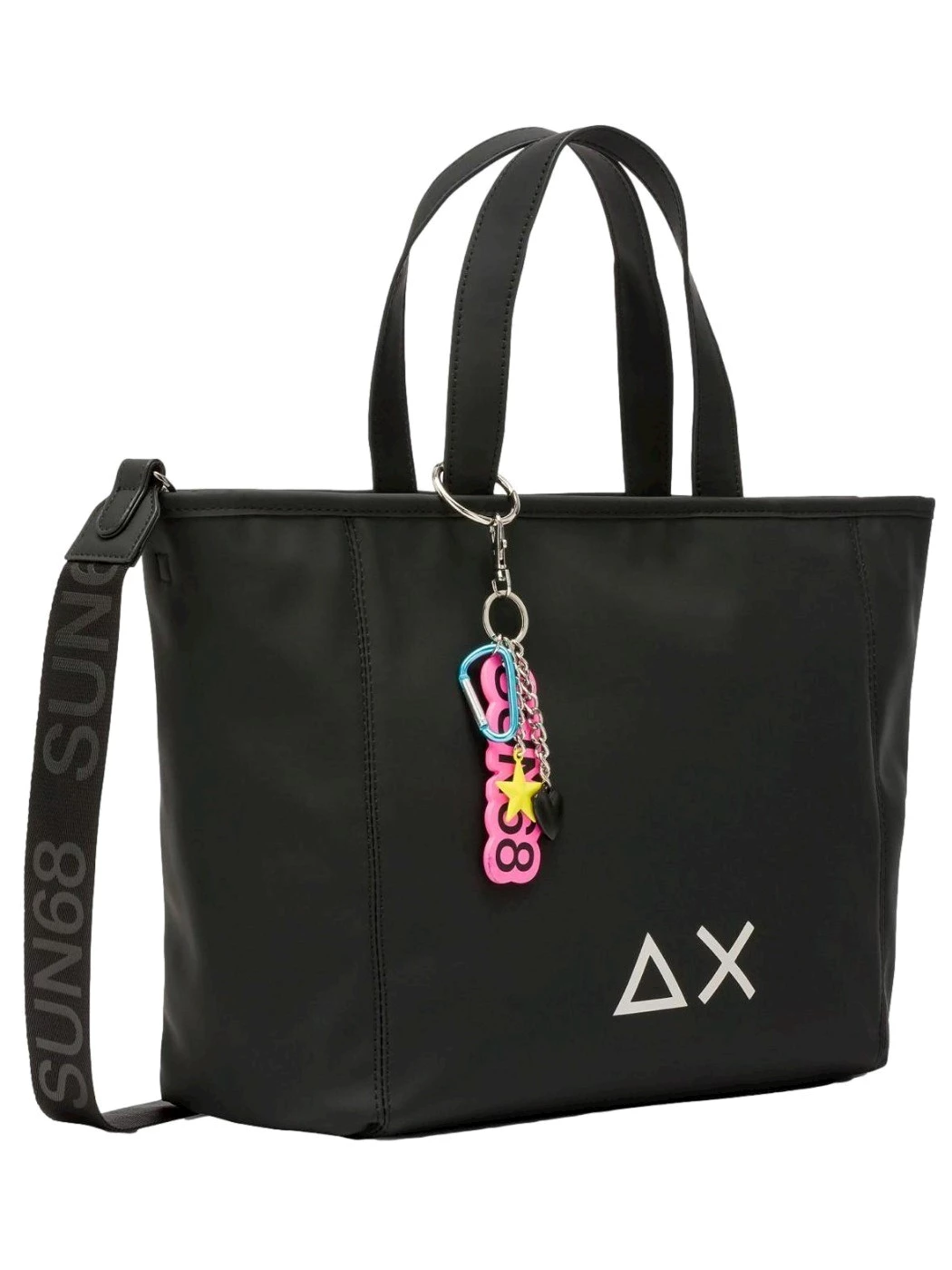 SUN68 Shopping bag Jacqueline medium con charms nero Donna