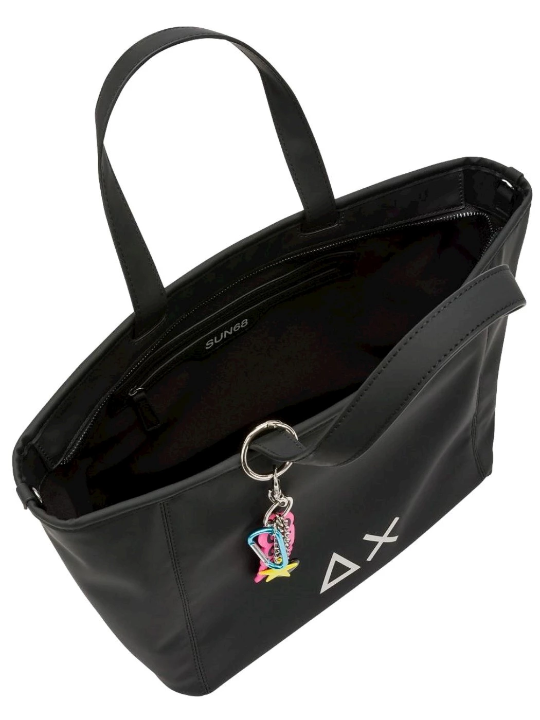 SUN68 Shopping bag Jacqueline medium con charms nero Donna