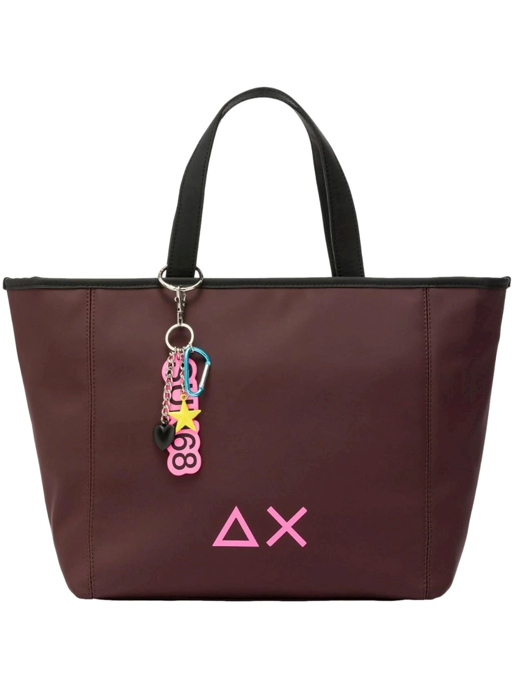 SUN68 Shopping bag Jacqueline medium con charms Bordeaux Donna