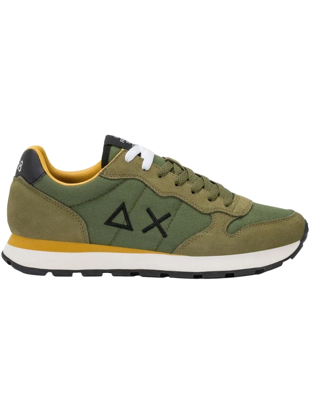 SUN68 Sneakers Uomo Tom in nylon e suede verde militare
