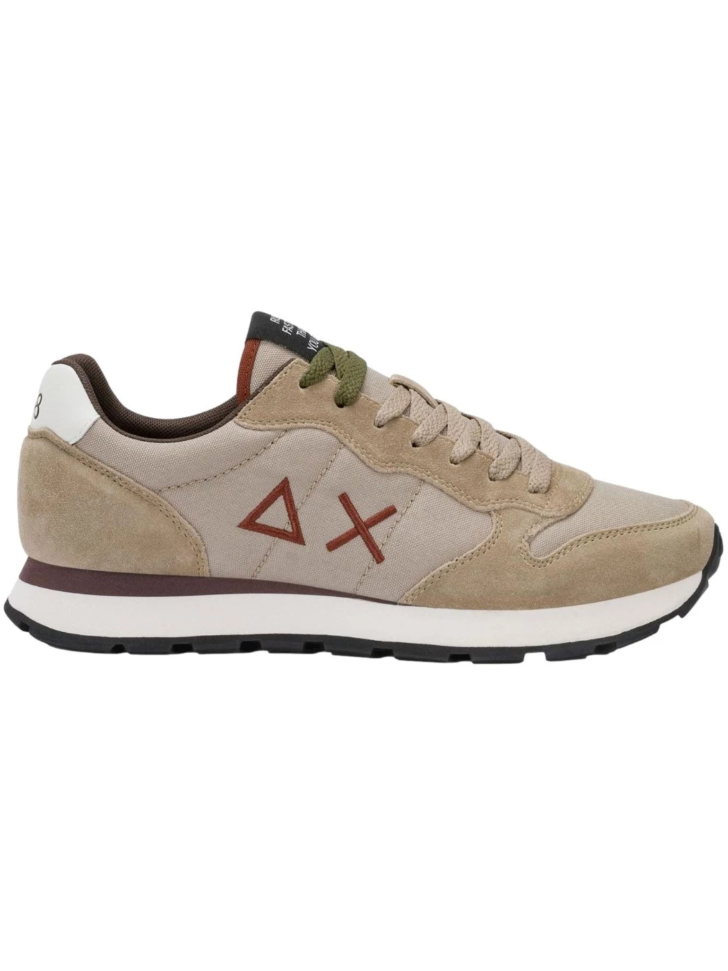 SUN68 Sneakers Uomo Tom in Nylon e suede beige scuro