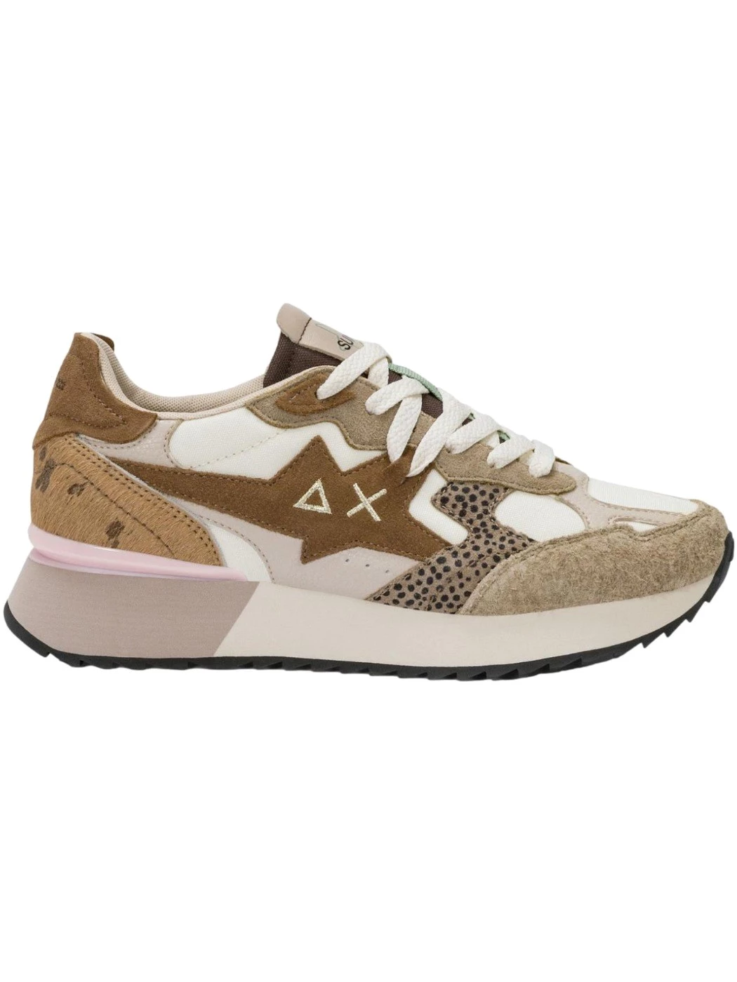 SUN68 Sneaker Stargirl Multicolor in suede e nylon beige Donna