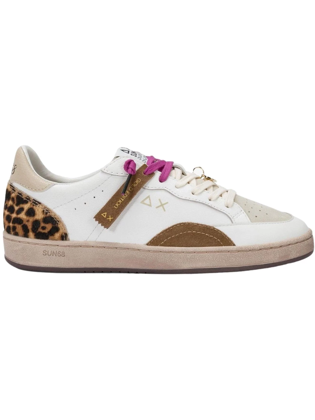 SUN68 Sneakers Donna Urban street in pelle con charm bianco