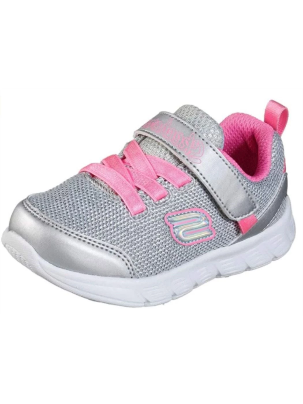 Skechers Girls Sneaker, Silver/Hot Pink